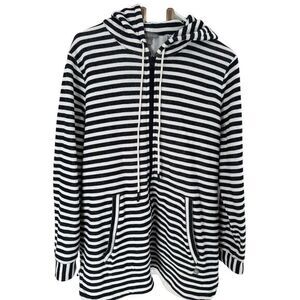 Talbots Women's Striped Zip Jacket Navy 1X Casual Basic Outerwear‎